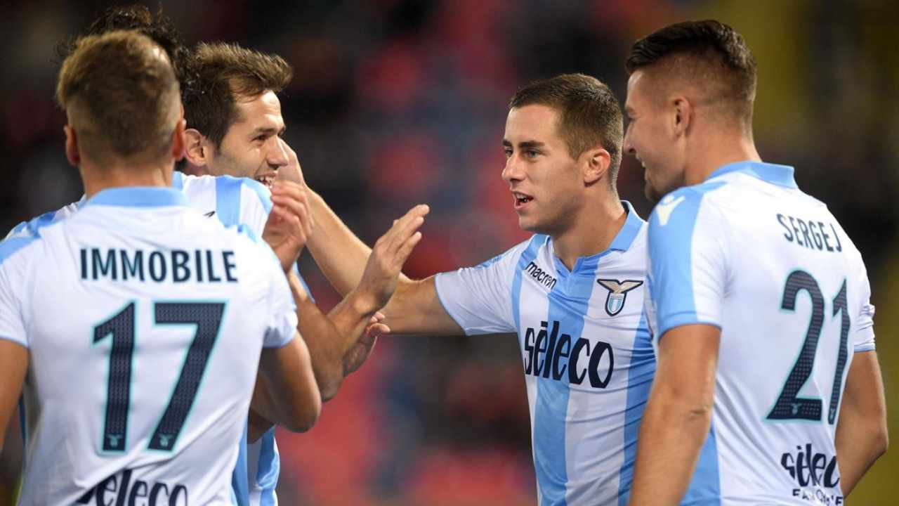 La gioia dei giocatori della Lazio dopo un gol - Lapresse - Faziosi.it